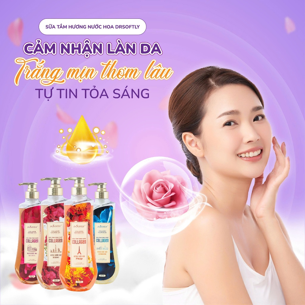 Sữa tắm hương nước hoa DrSoftly Lưu hương tới 6 giờ Dưỡng ẩm Hương Pháp Dubai 750ml
