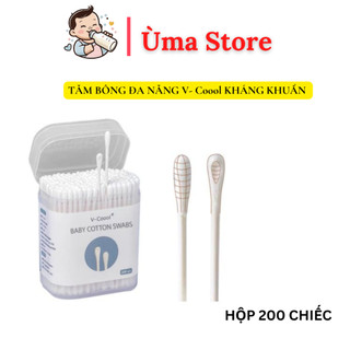 TĂM BÔNG VCOOL LÕI GIẤY HỘP 200 CHIẾC