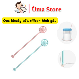 Que khuấy sữa silicone hình gấu cho bé, đổi màu theo nhiệt độ nước