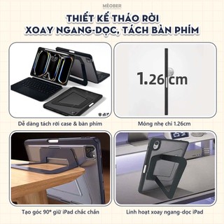 [2026] Bao da iPad Kèm Bàn Phím Smart Keyboard V2 tháo rời, xoay dọc dành cho Gen10/11 A16, Air 4/5/6/7, Pro11 by MèoBer