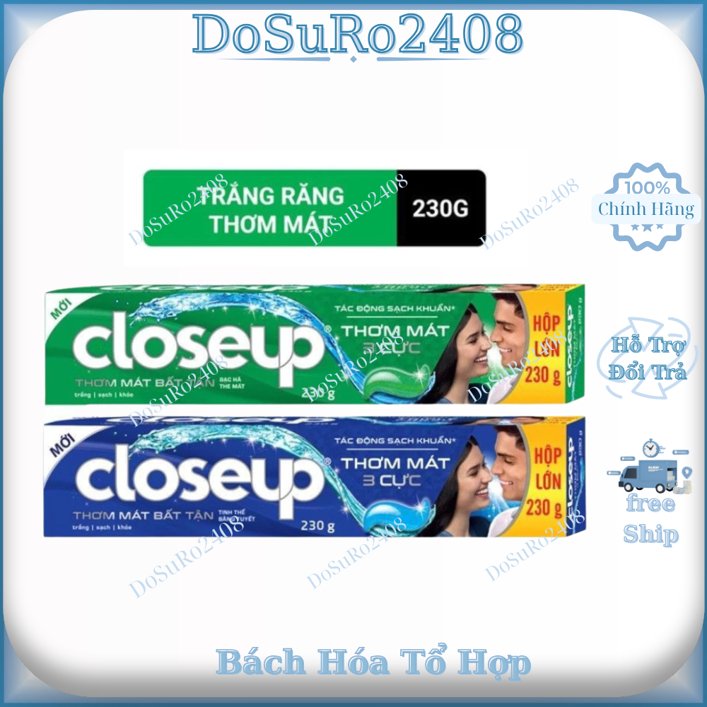 Kem Đánh Răng, combo 3 típ kem Closeup Cho Hoi Thở Thơm Mát Bất Tận Bạc Hà The Mát 230G/Tuýp