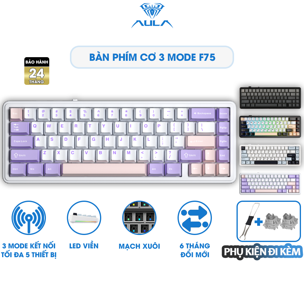 Bàn Phím Cơ 3 Mode AULA F65 Không Dây Bluetooth Layout 65% Gasket Mount Hotswap Led RBG Chính Hãng | BigBuy360 - bigbuy360.vn