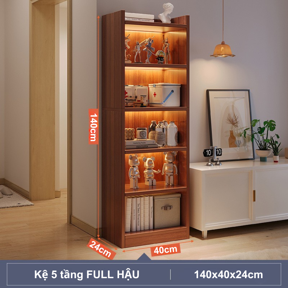 Kệ sách góc tường nhiều tầng, kệ đa năng lắp ghép có HẬU FULL chất liệu gỗ MDF phù Melamine ND40