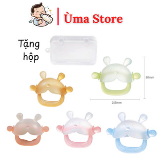 Gặm Nướu Cho Bé Hình Gấu, Gặm Nướu Cầm Tay Silicon Siêu Mềm Không Chứa BPA An Toàn Cho Bé (Có hộp đựng kèm) umastorevn