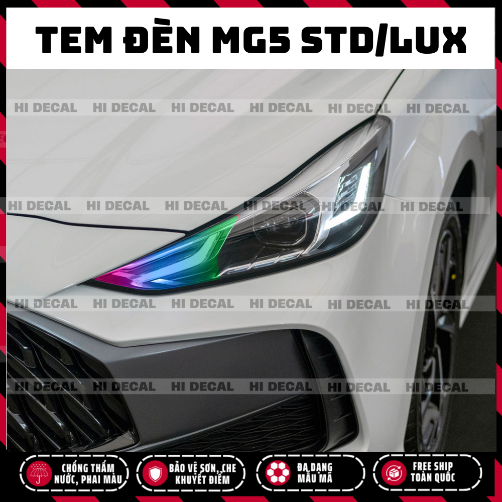Tem dán đèn MG5 STD Lux, decal MG 5 dán đèm xe trang trí đèn xe bền màu, chống nước