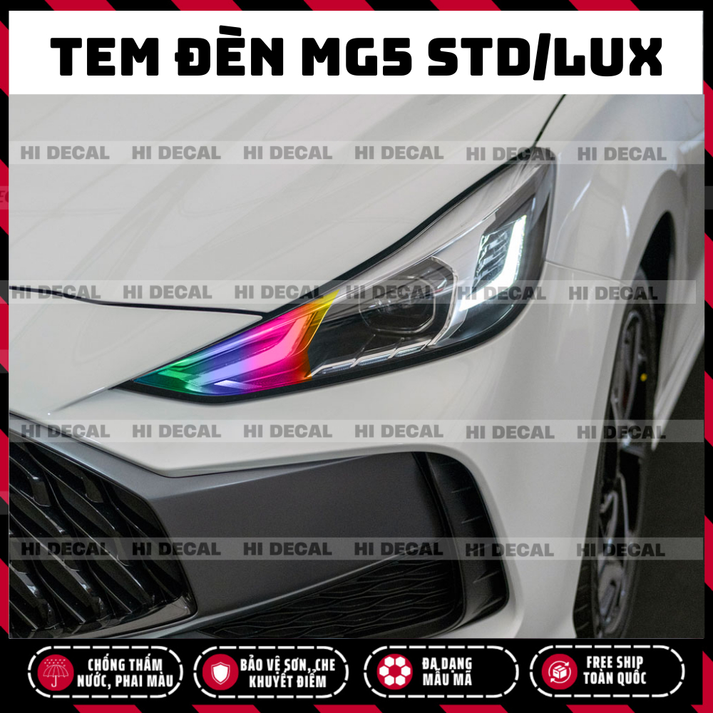 Tem dán đèn MG5 STD Lux, decal MG 5 dán đèm xe trang trí đèn xe bền màu, chống nước