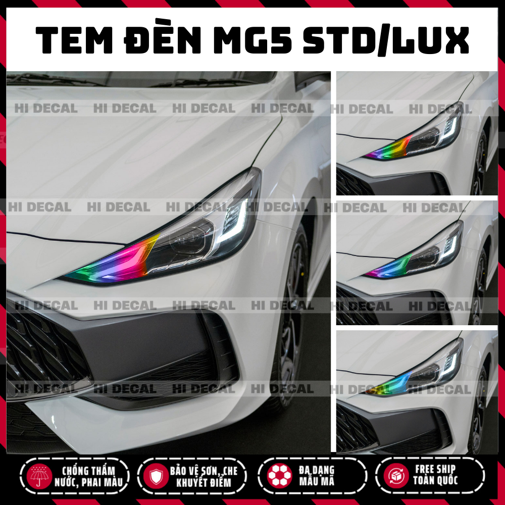 Tem dán đèn MG5 STD Lux, decal MG 5 dán đèm xe trang trí đèn xe bền màu, chống nước