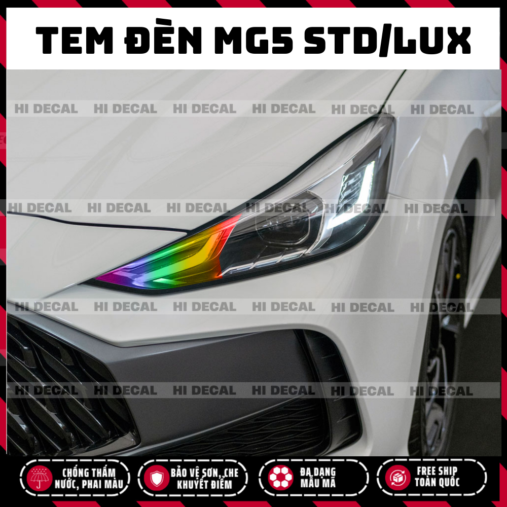 Tem dán đèn MG5 STD Lux, decal MG 5 dán đèm xe trang trí đèn xe bền màu, chống nước