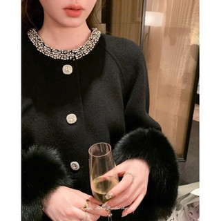 Áo khoác len dạ form babydoll cổ tròn viền tay lông phong cách nhẹ nhàng tài phiệt