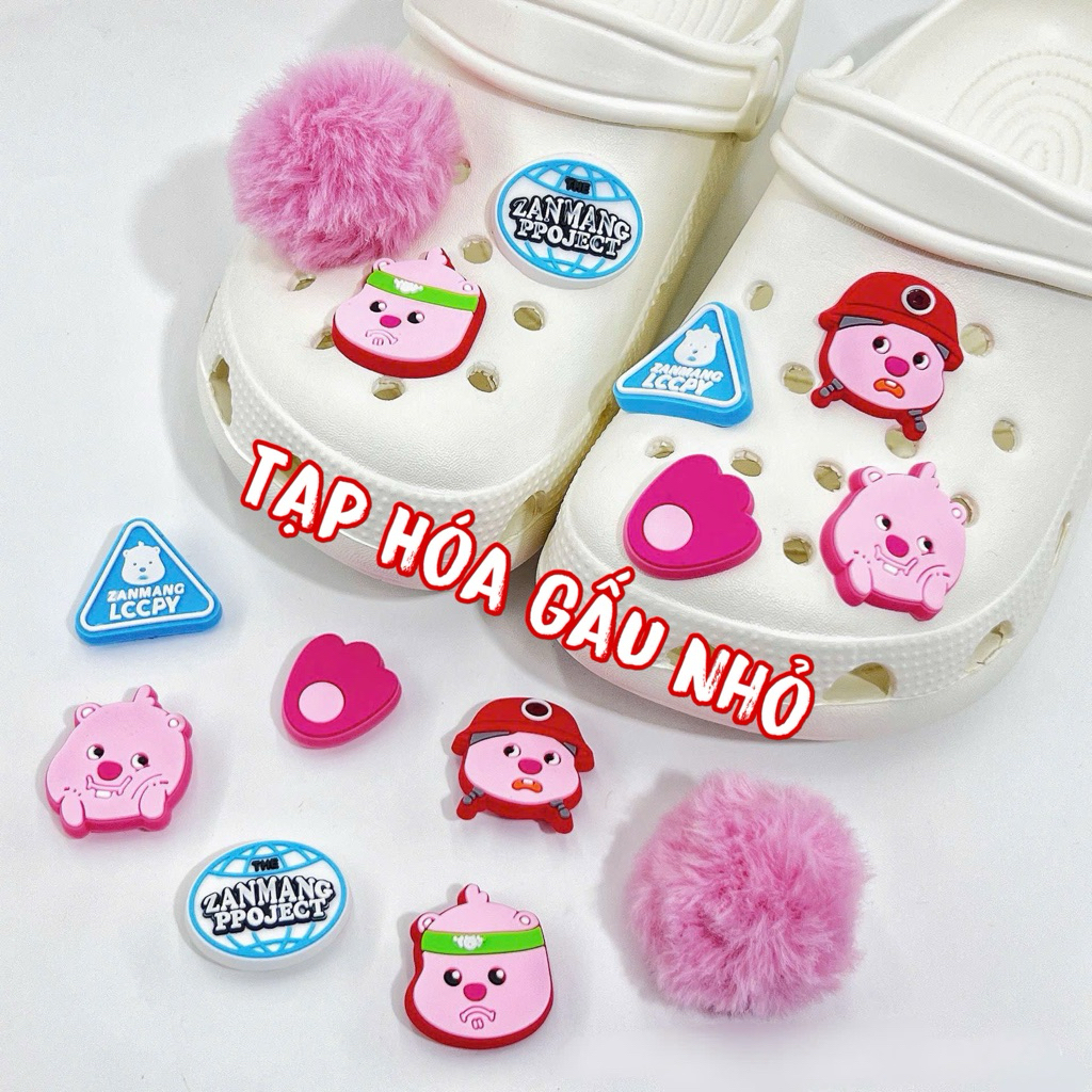 Set 7 Charm LOPPY LÔNG trang trí dép Sục,Dép Xốp | Shopee Việt Nam