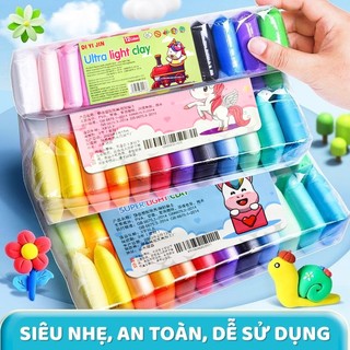 Đất Nặn Siêu Nhẹ 12/24/36 Màu – Đất Sét An Toàn, Không Mùi, Dễ Tạo Hình Handmade Đáng Yêu Cho Bé