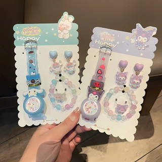 Set 4 Món Phụ Kiện Hình Kuromi / Kitty/ Thỏ Hồng Dễ Thương - Set Phụ Kiện Trang Trí Cho Bé Gồm Đồng Hồ Vòng Tay Nhẫn