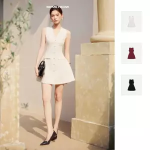 Đầm Nữ Ngắn Linen Vneck Buttons, Chất Vải Linen Bột Thoải Mái, WDN114 SOME HOW STORE