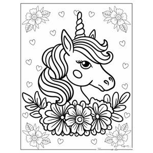 20 tranh tô màu Unicorn (Mực và giấy chính hãng - an toàn cho bé)