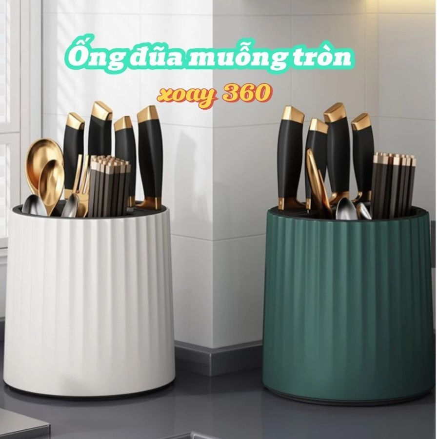 Ống Đũa Cài Dao Xoay 360 Kệ Cắm ũa Thìa Dao Kéo Nhà Bếp Dạng Xoay Tiện Lợi, ỐNG ĐỰNG ĐŨA XOAY AMIZIN
