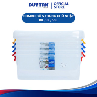 Combo 5 Thùng Nhựa Chữ Nhật Duy Tân – 10L, 15L, 30L – Nhựa PP An Toàn Đựng Thực Phẩm, Đồ Dùng