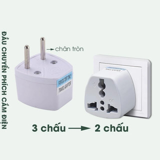 Ổ cắm chuyển đổi từ 3 chân sang 2 chân, phích cắm chuyển đổi tiện dụng, chống cháy