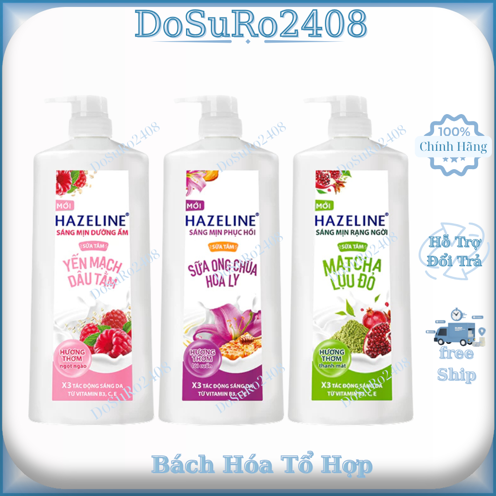Sữa tắm dưỡng thể thiên nhiên hỗ  trắng sáng da Hazeline Chai 670g, 800g, 1KG