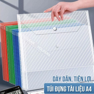 Túi Hồ Sơ Nút Bấm Trong Suốt A4 – Chống Thấm Nước, Dễ Nhìn Nội Dung – Bảo Quản Giấy Tờ Gọn Gàng, Ngăn Nắp