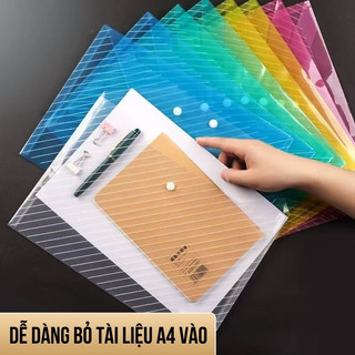 Túi Hồ Sơ Nút Bấm Trong Suốt A4 – Chống Thấm Nước, Dễ Nhìn Nội Dung – Bảo Quản Giấy Tờ Gọn Gàng, Ngăn Nắp