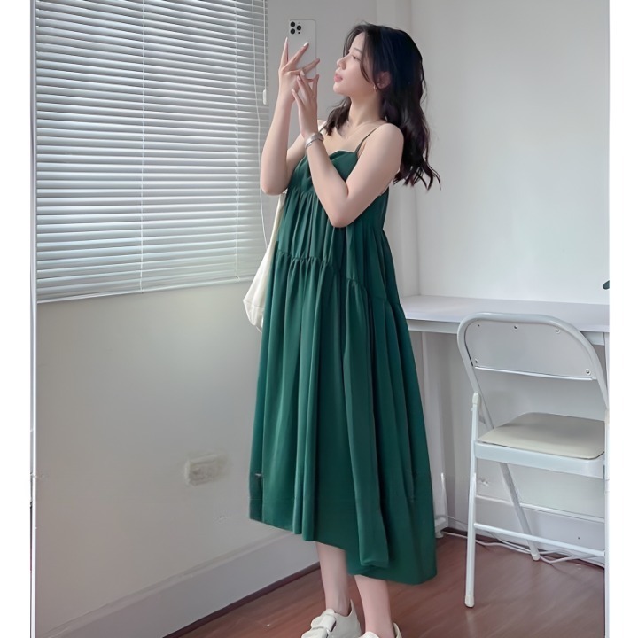 Đầm Váy 2 dây dài dáng rộng babydoll 3 tầng xòe  đi chơi đi biển xanh đen be bigsize oversize xinh trẻ trung cute T1259G