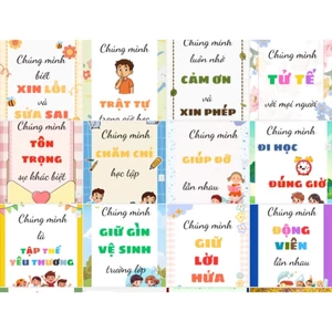 DÂY TREO QUY TẮC LỚP HỌC trang trí lớp ( chưa kèm dây và kẹp gỗ )