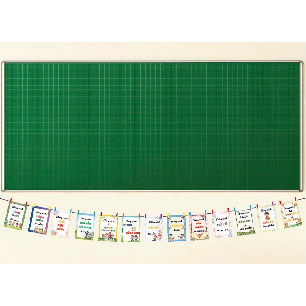DÂY TREO QUY TẮC LỚP HỌC  trang trí lớp ( chưa kèm dây và kẹp gỗ )