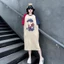 Đầm nữ form rộng Váy suông dáng dài cộc tay xẻ tà không cổ họa tiết chibi ARA chất thun cotton mặc nhà đi chơi T1255G