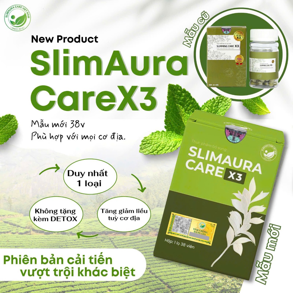Trà Thảo Mộc Giảm Cân Slim Aura Care X3 Hỗ Trợ Thải Mỡ Phù Hợp Mọi Cơ Địa - Slimming Care X3 Mẫu Mới