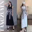Đầm nữ suông Váy sát nách dáng dài họa tiết chữ đen trắng basic form rộng thun cotton basic đơn giản xinh trẻ T1212G