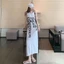 Đầm nữ suông Váy sát nách dáng dài họa tiết chữ đen trắng basic form rộng thun cotton basic đơn giản xinh trẻ T1212G