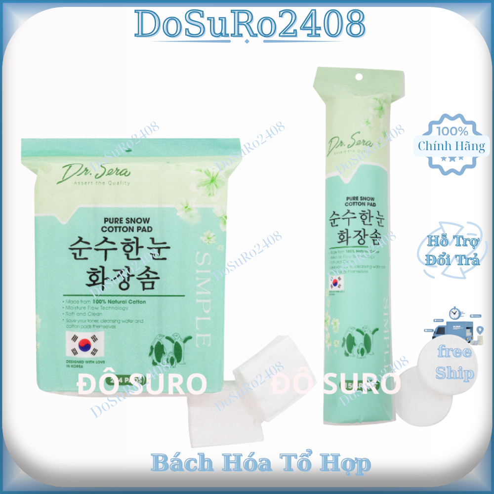 Bông Tẩy Trang Vải Cotton Mềm Mịn Dr.Sera Pure Snow Cotton Pad 150 Miếng/234 Miếng