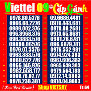 SIM SỐ ĐẸP VIETTEL 09 -TR 61,62,63,64 Dễ Nhớ - Sim chưa đăng kí, chưa kích hoạt | sim so dep