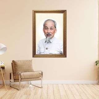 Tranh chân dung Bác Hồ tráng gương đóng khung