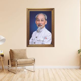 Tranh chân dung Bác Hồ tráng gương đóng khung
