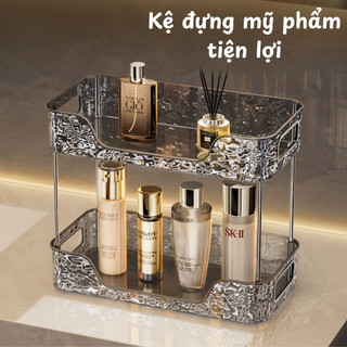 (HÀNG LOẠI 1) Kệ Mỹ Phẩm Để Bàn Acrylic Vân Kim Cương MAISON, Kệ Nhà Tắm Trong Suốt, Kệ Úp Ly Cốc Trưng Bày