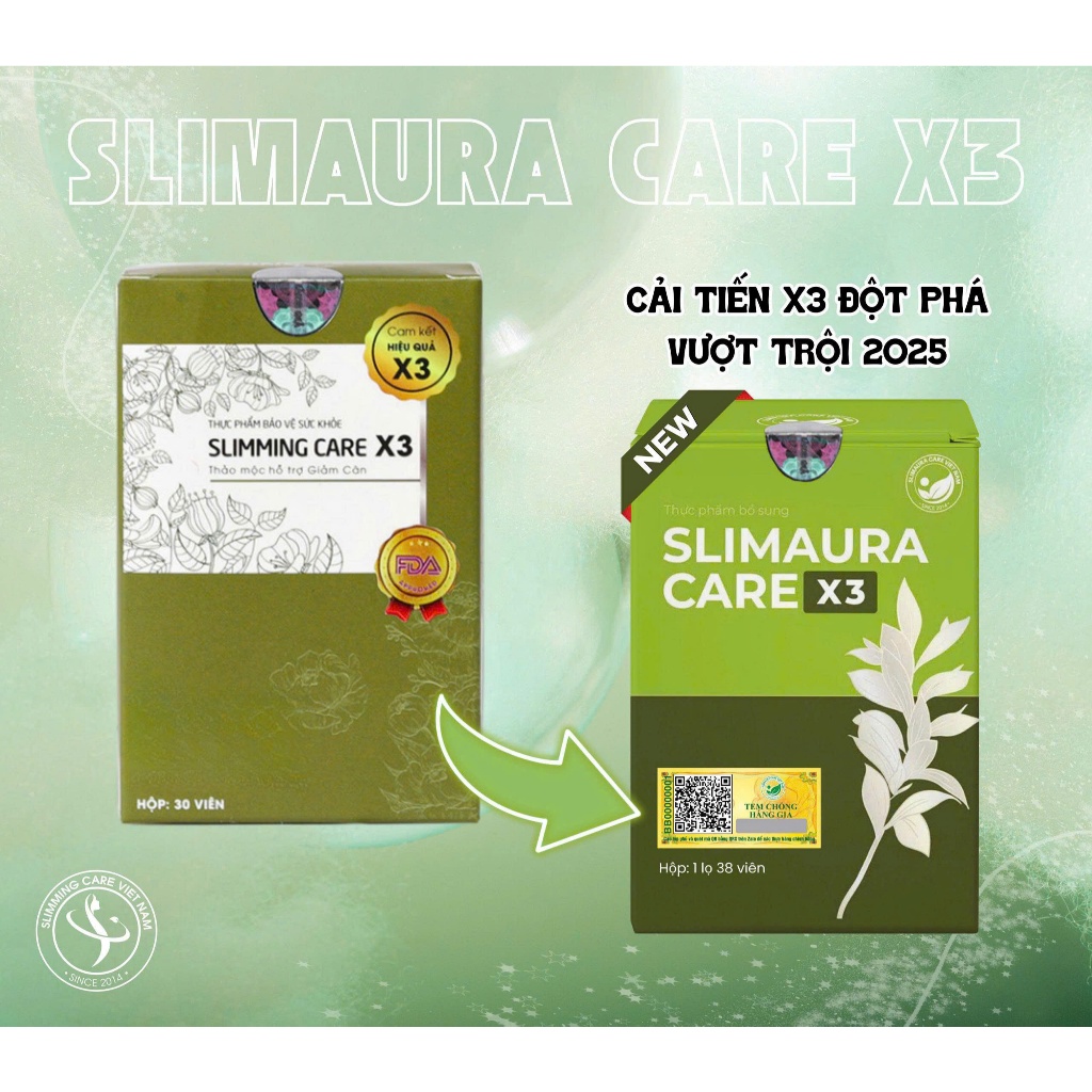 Trà Thảo Mộc Giảm Cân Slim Aura Care X3 Hỗ Trợ Thải Mỡ Phù Hợp Mọi Cơ Địa - Slimming Care X3 Mẫu Mới