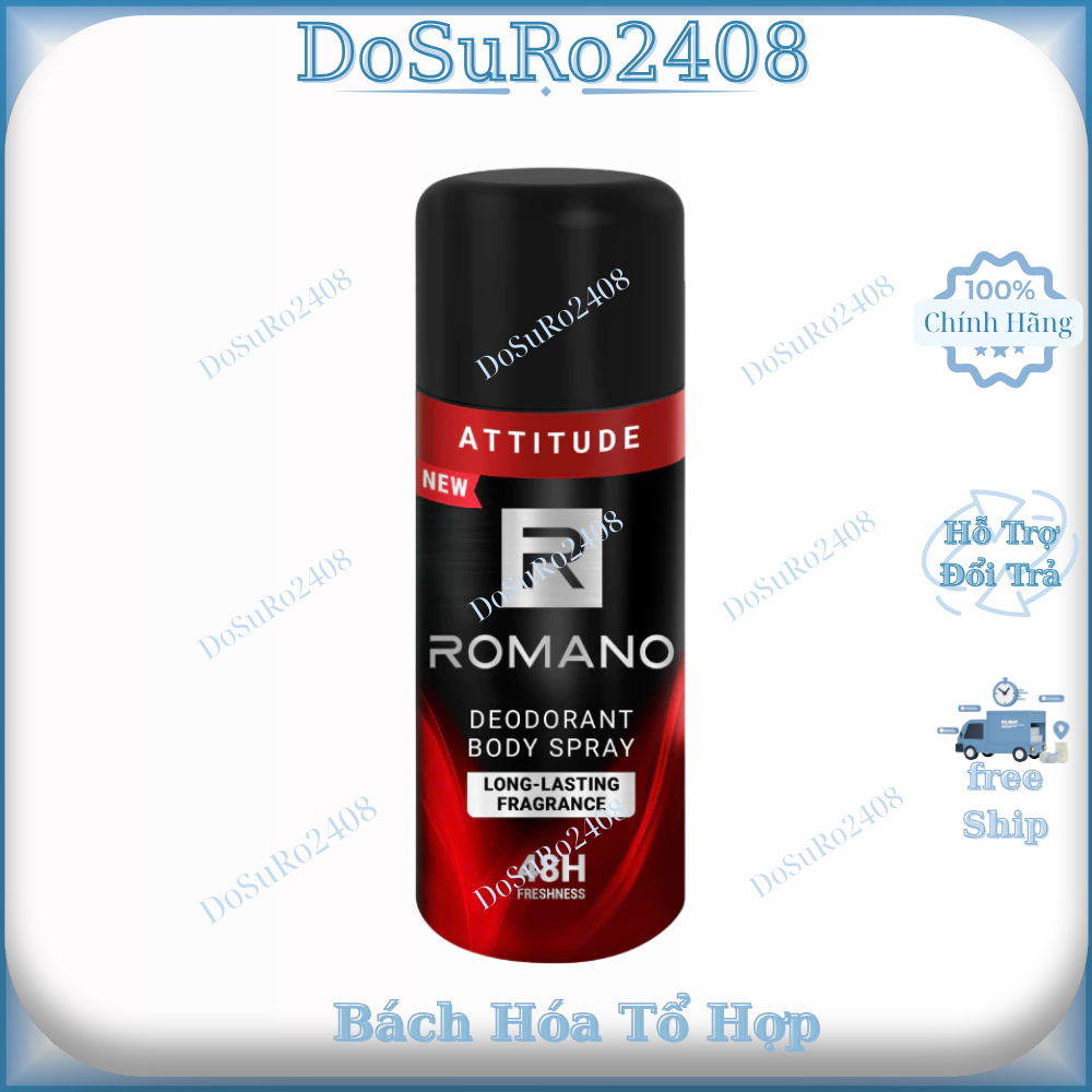 Xịt khử mùi toàn thân ngăn mồ hôi và mùi cơ thể Romano Attitude/Gentleman/Force/Classic 150ml