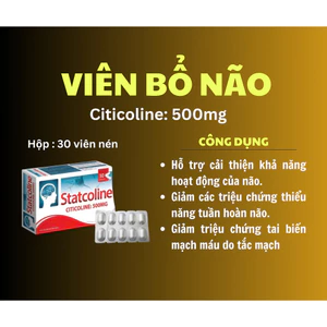 Bổ Não Statcoline Citicoline 500mg Giúp Hoạt Huyết Dưỡng Não, Phục Hồi Sau Tai Biến Do Tắc Mạch - Dược Mỹ Phẩm Cao Cường