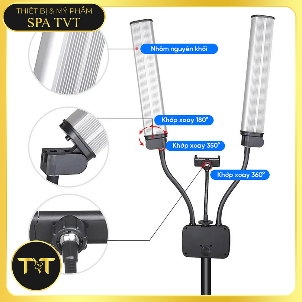 Đèn LED 2 Râu | Đèn LED Phun Xăm, Đèn Tattoo, Nặn Mụn, CHÂN ĐÈN 2.1M CHẮC CHẮN