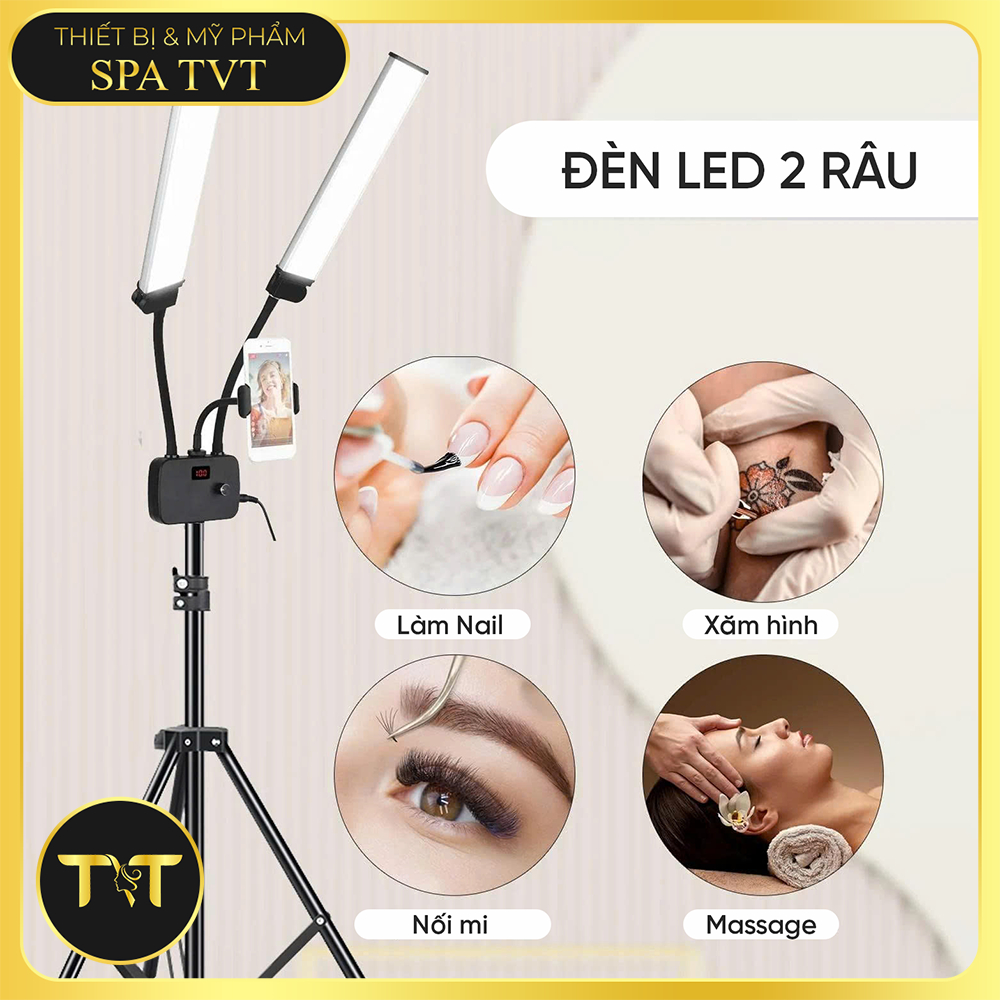 Đèn LED 2 Râu | Đèn LED Phun Xăm, Đèn Tattoo, Nặn Mụn, CHÂN ĐÈN 2.1M CHẮC CHẮN