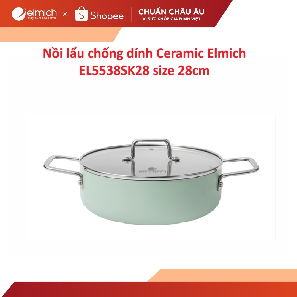 Nồi lẩu chống dính Ceramic Elmich EL5538SK28 size 28cm
