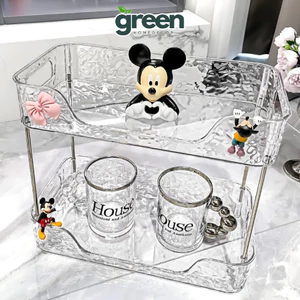 Kệ Đựng Mỹ Phẩm Để Bàn Acrylic Sóng Nước, Kệ Để Đồ Nhà Tắm Trong Suốt Vân Kim Cương Sang Trọng