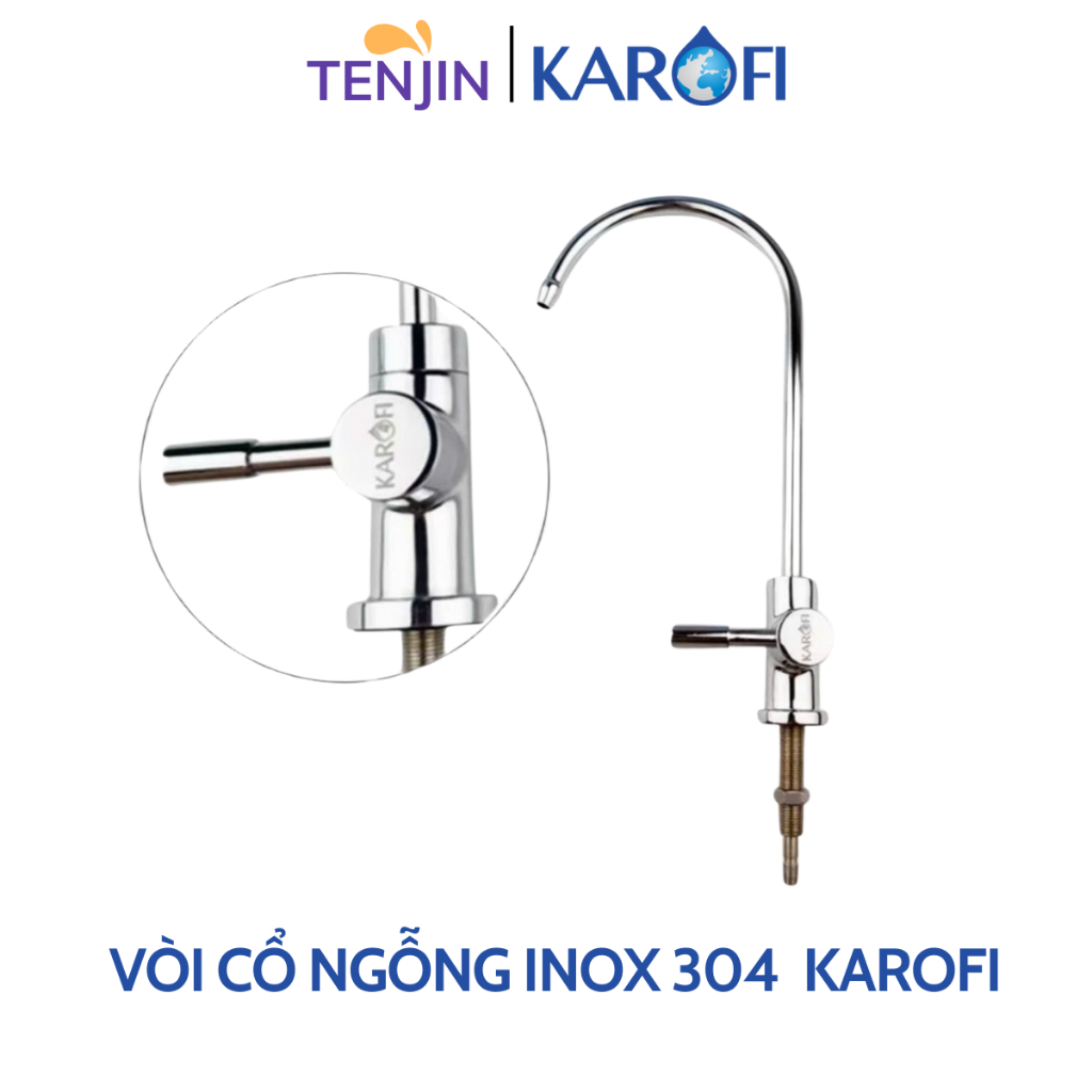 Vòi Lấy Nước, Vòi Karofi Inox 304, Vòi Cổ Ngỗng Cắm Nhanh Đầy Đủ Phụ Kiện - Hàng Chính Hãng Karofi