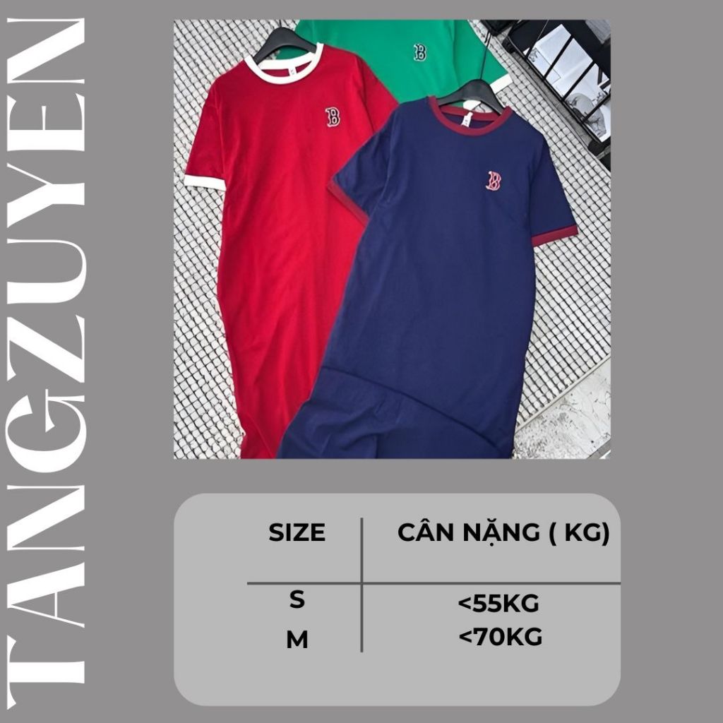 Đầm nữ cộc tay dáng dài xẻ tà không cổ bigsize Váy thun cotton dáng suông rộng bầu big size mặc được logo chữ B T1228G