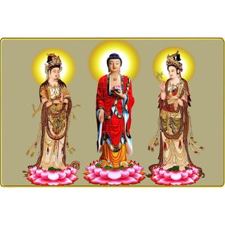 Tranh Tây Phương Tam Thánh dáng ngang tráng gương
