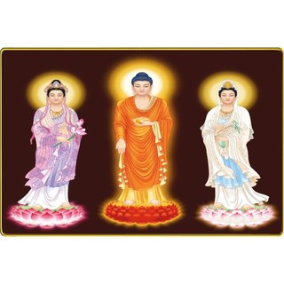 Tranh Tây Phương Tam Thánh dáng ngang tráng gương