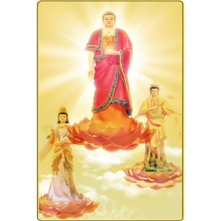 Tranh Tây Phương Tam Thánh dáng ngang tráng gương