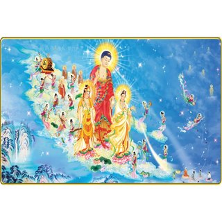 Tranh Tây Phương Tam Thánh dáng ngang tráng gương