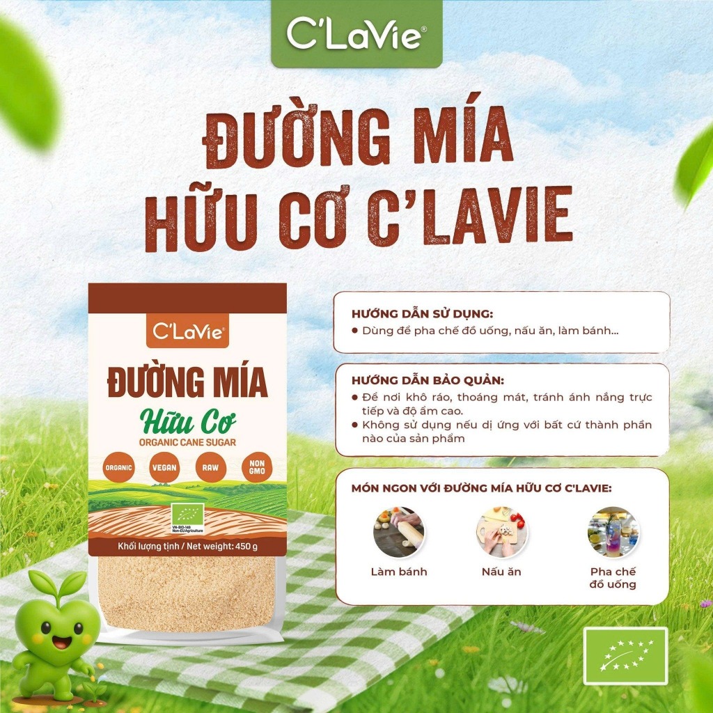 Đường mía hữu cơ C'LaVie  KHÔNG TINH CHẾ